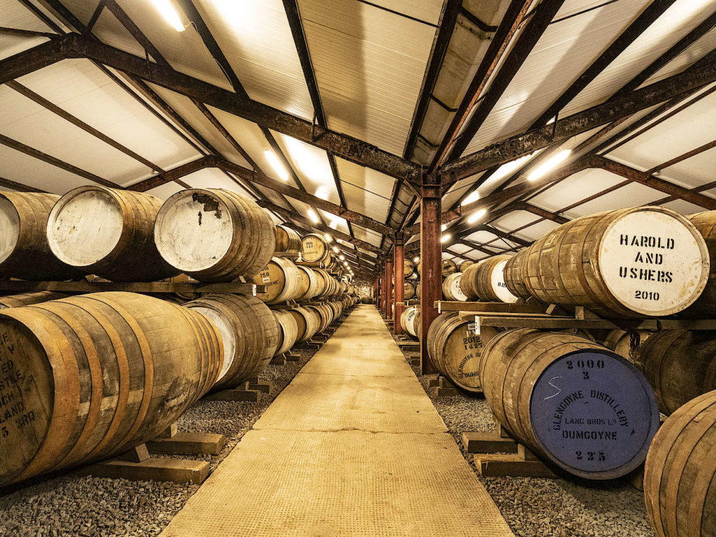 room of whisky barrels