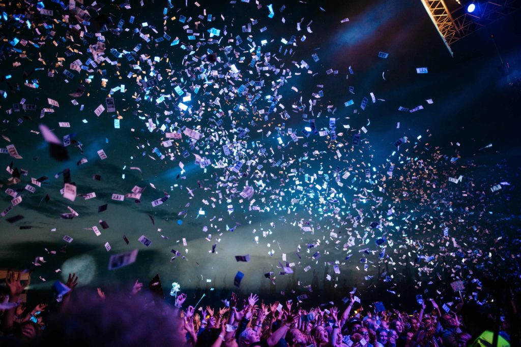 confetti over a crowd